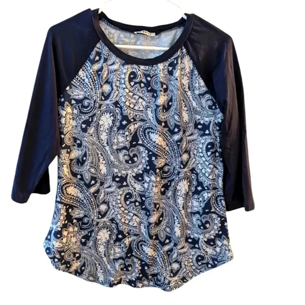 HUHOT Womens Fall Tops 3/4 Sleeve Cotton Crew Neck Jersey Casual Tunic SZ L